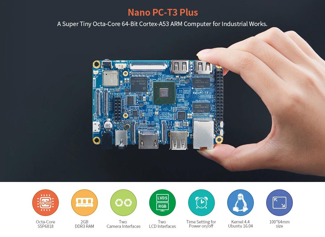 NanoPC-T3 ÷   LTS, S5P6818 ھ,   ī ǻ, 2G, 32 Ʈ DDR3RAM, Ÿ ھ Cortex-A53, 400MHz, 1.4GHz